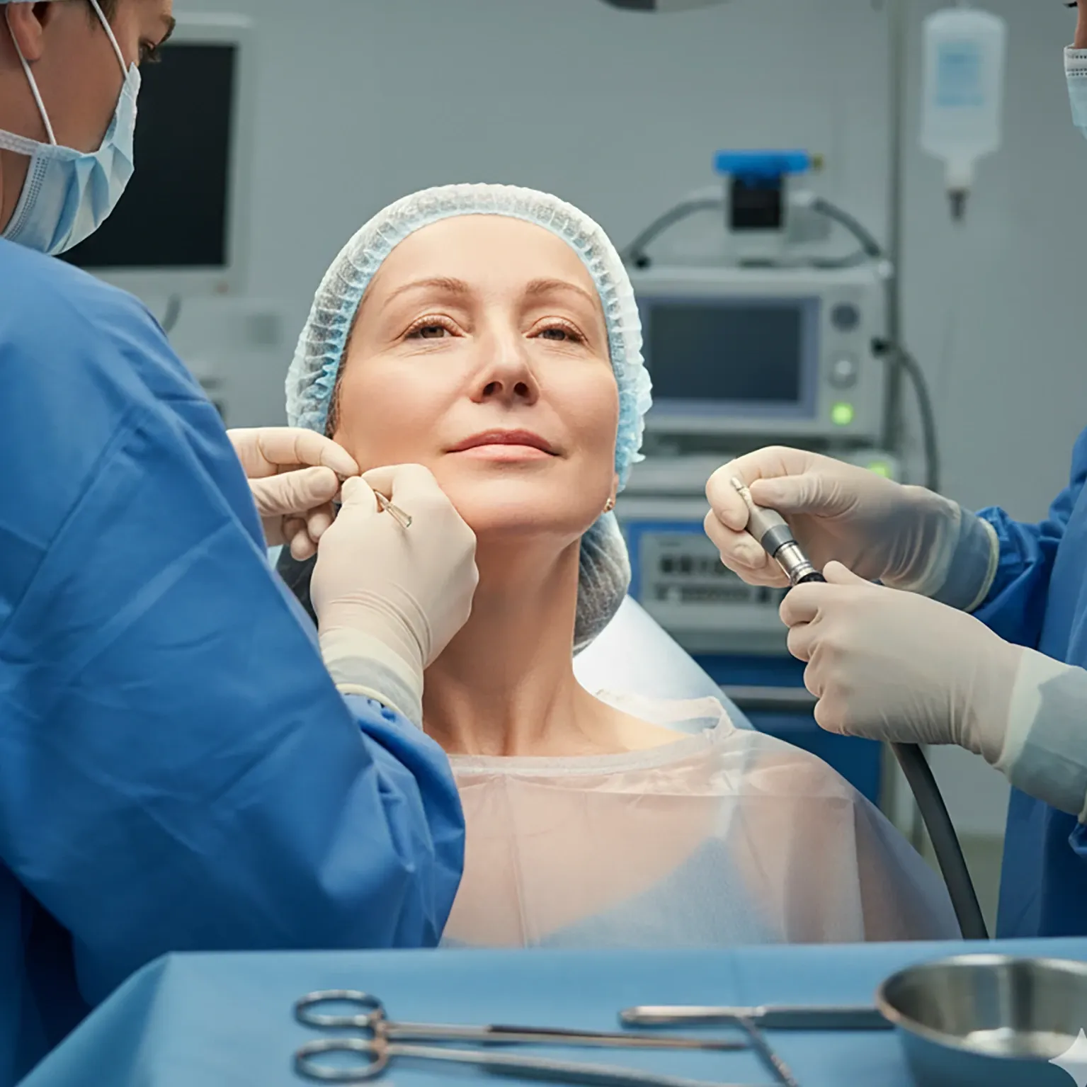 Surgical procedure being performed under local anesthesia — representing awake surgery approach